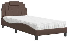 Κρεβάτι με Στρώμα Καφέ 80 x 200 εκ. Συνθετικό Δέρμα - Καφέ