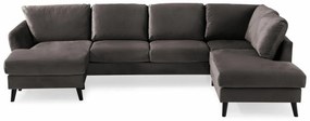 Γωνιακός Καναπές Scandinavian Choice P104, Μαύρο, Σκούρο καφέ, 310x196x89cm, Πόδια: Ξύλο | Epipla1.gr