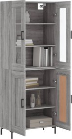 vidaXL Ντουλάπι Γκρι Sonoma 69,5 x 34 x 180 εκ. Επεξεργασμένο Ξύλο