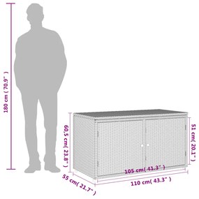 Ντουλάπι Αποθήκευσης Κήπου Καφέ 110x55x60,5 εκ. Συνθετικό Ρατάν - Καφέ