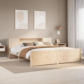 vidaXL Κρεβάτι Βιβλιοθήκη Χωρίς Στρώμα 180x200 εκ Μασίφ Ξύλο Πεύκου