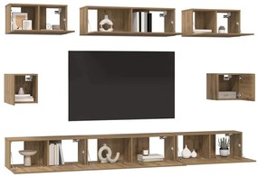 vidaXL Σετ επίπλου τηλεόρασης 8 pcs Artisan Oak Επεξεργασμένο ξύλο
