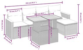 vidaXL Σετ Καναπέ Κήπου 6 τεμ. Μπεζ Συνθετικό Ρατάν με Μαξιλάρια