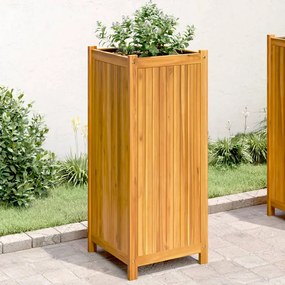 vidaXL Ζαρντινιέρα Κήπου με Επένδυση 42x42x100 εκ. Μασίφ Ξύλο Ακακίας