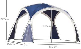 Outsunny Θόλος για 6-8 άτομα, κιόσκι, προστασία από ήλιο και ψιλόβροχο, 3,5 x 3,5 x 2,22 m, Μπλε