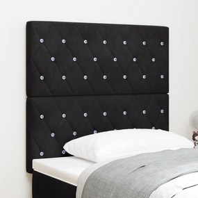 vidaXL LED Κεφαλάρι Μαύρο 100 cm Βελούδο