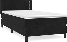 vidaXL Κρεβάτι Boxspring με Στρώμα Μαύρο 90x200 εκ. Βελούδινο