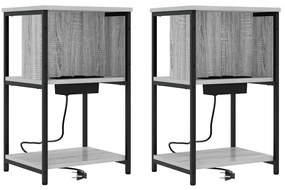 vidaXL Κομοδίνο 2 pcs Γκρι sonoma 38 x 31 x 61 εκ Επεξεργασμένο ξύλο