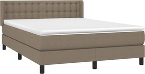 vidaXL Κρεβάτι Boxspring με Στρώμα Taupe 140x190 εκ. Υφασμάτινο