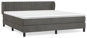 vidaXL Κρεβάτι Boxspring με Στρώμα Σκούρο Γκρι 160x200 εκ. Βελούδινο