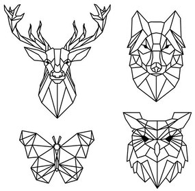 Intra απο ξύλο plywood 3mm-4mm πάχος - Πολυγωνικά Γεωμετρικά Ζώα Δίασταση 30x30 cm Intraeaxys-91jd0w51