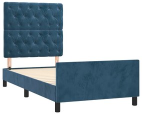 Πλαίσιο Κρεβατιού με Κεφαλάρι Σκ. Μπλε 80x200 εκ. Βελούδινο - Μπλε
