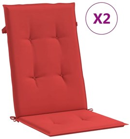 Μαξιλάρια Καρέκλας Κήπου με Πλάτη 2 τεμ. Κόκκινα 120x50x3 εκ. - Κόκκινο