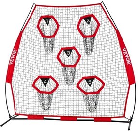 VEVOR 2133.6 x 2133.6mm Football Trainer Throwing Net, Training Throwing Target Practice Net with 5 Target Pockets, Knotless Net Includes Straps and Portable Carry Case, Improve QB Throwing Accuracy