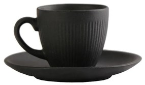 Φλυτζάνι Με Πιατάκι Espresso Χειροποίητο Stoneware Black Mat Gobi ESPIEL 80ml-12x6,5εκ. OW2043K6