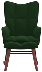 Κουνιστή Πολυθρόνα Σκούρο Πράσινο Βελούδινη με Σκαμπό - Πράσινο