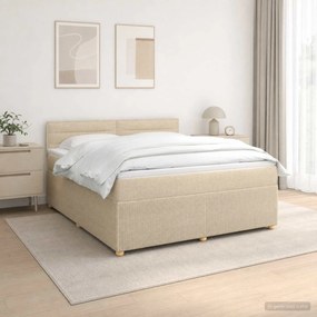 vidaXL Κρεβάτι box spring με στρώμα Κρεμ 180 x 200 cm Ύφασμα