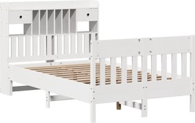 vidaXL Σκελετός Κρεβ. Χωρίς Στρώμα Λευκό 135x190 εκ Μασίφ Πεύκο