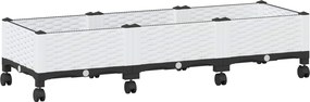 vidaXL Κήπος Γλαστράκι με Ροδάκια Λευκό 120 x 40 x 29 cm PP