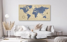 Εικόνα στον παγκόσμιο χάρτη φελλού με πυξίδα σε στυλ ρετρό - 100x50  transparent