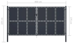 Πόρτα Περίφραξης Κήπου Ανθρακί 400 x 175 εκ. Ατσάλινη - Ανθρακί