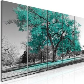 Πίνακας - Autumn in the Park (5 Parts) Narrow Turquoise - 200x80