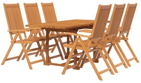 vidaXL Σετ Τραπεζαρίας Κήπου 7 Τεμαχίων από Μασίφ Ξύλο Ακακίας 120-170 εκ.