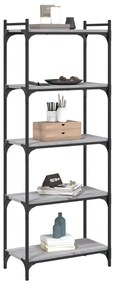vidaXL Βιβλιοθήκη 5 Επιπέδων Γκρι Sonoma 60x30x154 εκ. Επεξεργ. Ξύλο