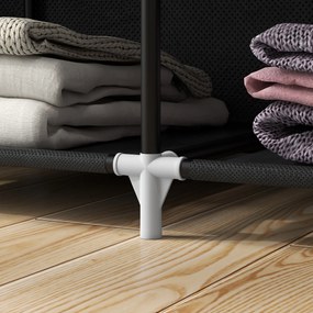 HOMCOM Υφασμάτινη ντουλάπα, λύση αποθήκευσης, 8 ράφια, 2 ράγες ρούχων, μαύρο