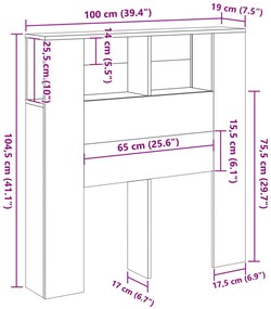 Κεφαλάρι Με Αποθηκευτικό Χώρο 100x19x104,5 εκ. Επεξ. Ξύλο - Καφέ