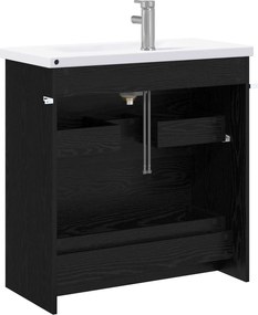vidaXL Σετ Επίπλων Μπάνιου Μαύρη Δρυς 81 x 40 x 84,5 εκ