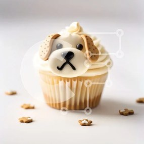 Intra Συλλεκτικό Ξύλινο Παζλ Plywood  4mm - Λαχταριστό Cupcake με χαριτωμένη διακόσμηση προσώπου σκύλου Σε Ξύλινο Κουτί - Διαστάσεις: 10x10 cm – 25 κομμάτια