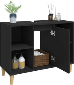 vidaXL Ντουλάπι Νιπτήρα Μαύρο 80 x 33 x 60 εκ. Επεξεργασμένο Ξύλο