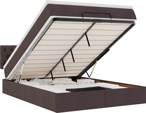 vidaXL Οθωμανικό κρεβάτι με στρώμα σκούρο καφέ 140x190cm ύφασμα