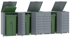 vidaXL Πλαίσιο Κάδων Απορριμμάτων 5 Κάδοι Γκρι 345x79x117 εκ. Ατσάλι