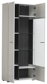 Βιτρίνα Enzo 2Κ VS1 Λευκό-Black Grey Wood-Λευκή Λάκα 77.5*35*190 εκ. 77.5x35x190 εκ.