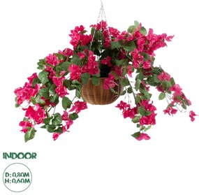 20634 GloboStar® Artificial Garden RHODODENDRON HANGING PLANT 20634 Τεχνητό Κρεμαστό Διακοσμητικό Φυτό Τριανταφυλλιάς Y60cm