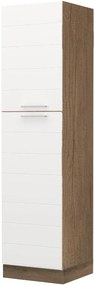 Επιδαπέδιο ντουλάπι ψηλό Hudson K23-60-1KF-Φυσικό σκούρο - Λευκό - 60.00Χ60.00Χ235.00cm