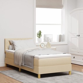 vidaXL Box Spring Bed με Στρώμα & LED Κρεμ 100x200 εκ. Ύφασμα