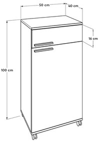 Ντουλάπι Diamond Megapap τροχήλατο σε χρώμα λευκό 50x40x100εκ.