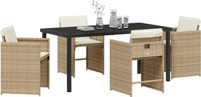 vidaXL Σέτ φαγητού για κήπο 5 pcs Μπεζ συνθετικό ρατάν