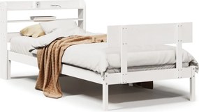 vidaXL Σκελετός Κρεβατιού Χωρίς Στρώμα Λευκό 100x200 εκ. Μασίφ Πεύκο