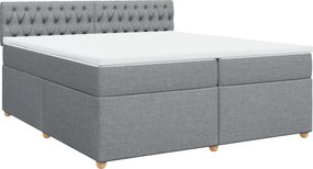 vidaXL Κρεβάτι Boxspring με Στρώμα Ανοιχτό Γκρι 200x200 εκ. Υφασμάτινο