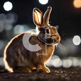 Intra Συλλεκτικό Ξύλινο Παζλ Plywood 4mm - Περίεργο κουνέλι με πολύχρωμα φώτα Σε Ξύλινο Κουτί - Διαστάσεις: 10x10 cm – 25 κομμάτια