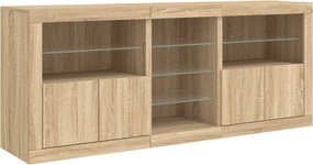 vidaXL Ντουλάπι με LED Sonoma Δρυς 162x37x67 εκ.