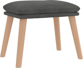 vidaXL Πολυθρόνα Relax Σκούρο Γκρι Βελούδινη με Σκαμπό