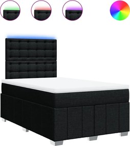 vidaXL Κρεβάτι Boxspring με Στρώμα Μαύρο 120x200 εκ. Υφασμάτινο