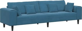 vidaXL Καναπές Μπλε 250 x 77 x 76 εκ. Βελούδο