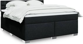 vidaXL Κρεβάτι Boxspring με Στρώμα Μαύρο 180x200 εκ. Υφασμάτινο