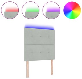vidaXL LED Κεφαλάρι Ανοιχτό Γκρι 80 εκ. Βελούδο